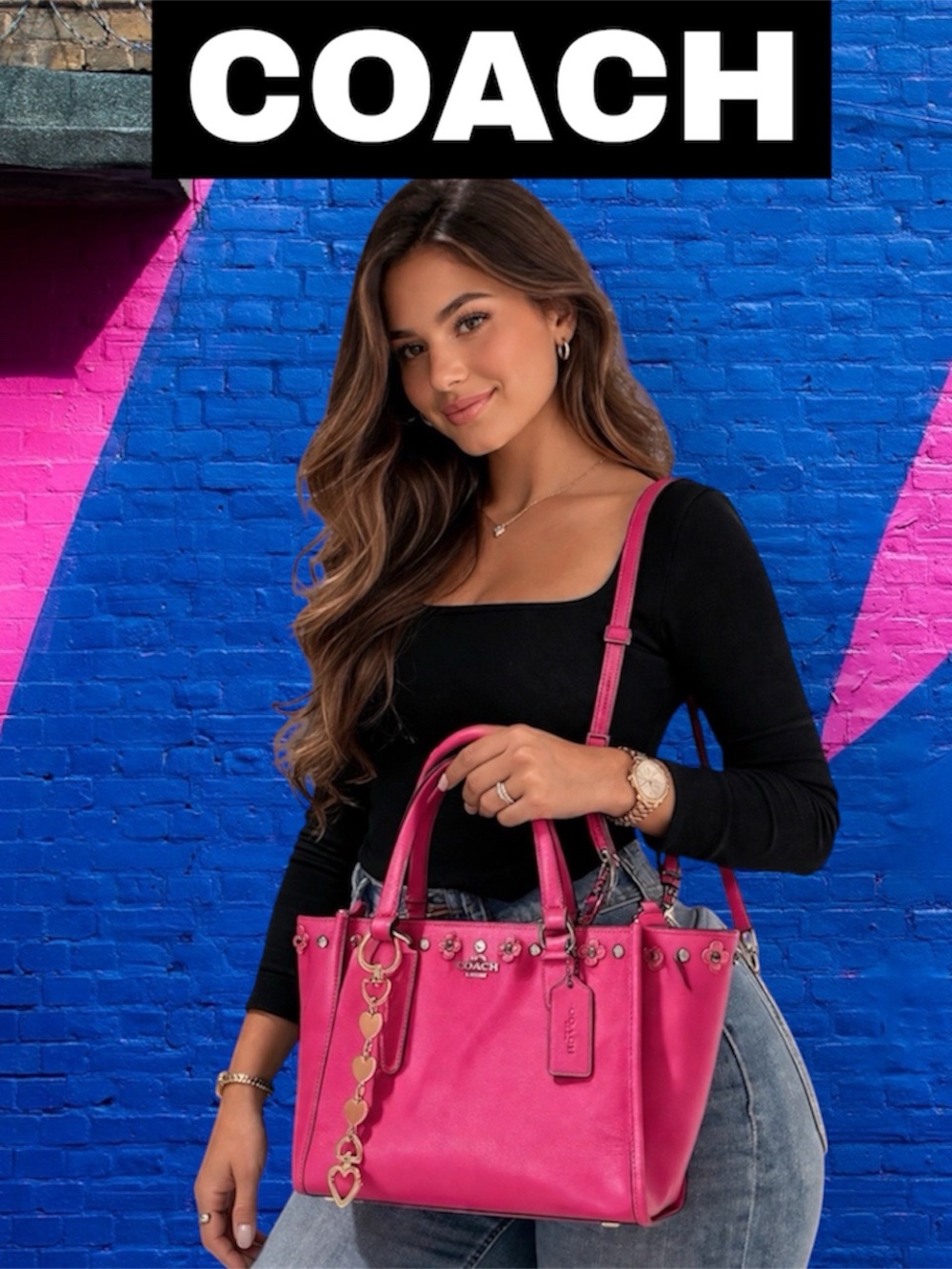 COACH Y2K soho shoulder bag Hot Pink Leather Tote handbag crossbody purse - Picture 10 of 17